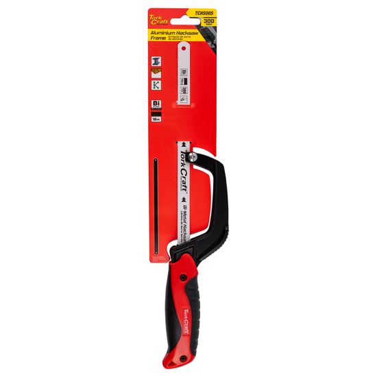 TORK CRAFT Alumimium Hack Saw Frame 300mm Mini C/w Blade One Hand