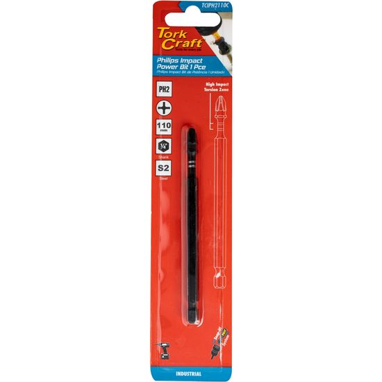 TORK CRAFT Impact Ph2 X 110mm Power Bit 1pc Carded