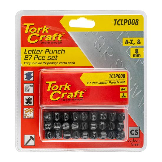 TORK CRAFT Letter Punch Set 8mm (a-z) Capital Black Finish