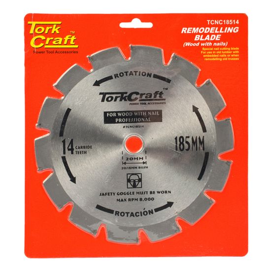 TORK CRAFT Blade Tct Nail Cutting 185x14t 20-16mm