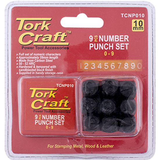 TORK CRAFT Number Punch Set 10mm (0-9mm) Black Finish