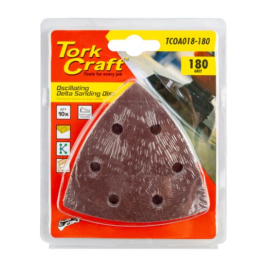 TORK CRAFT Oscillating Sandpaper A/o 93mm 10pc Delta Shape 180grit
