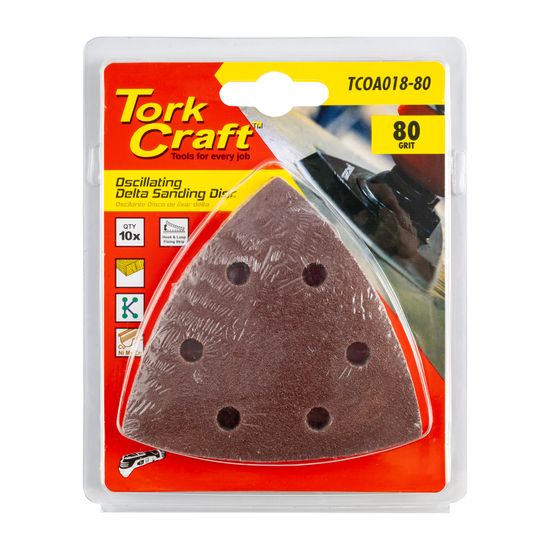 TORK CRAFT Oscillating Sandpaper A/o 93mm 10pc Delta Shape 80grit