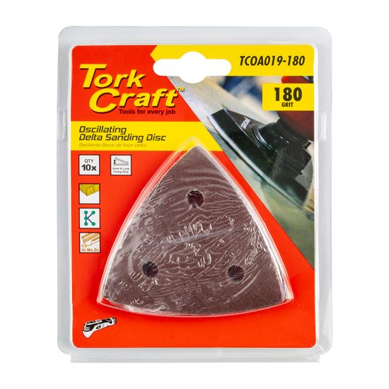 TORK CRAFT Oscillating Sandpaper A/o 80mm 10pc Delta Shape 180grit
