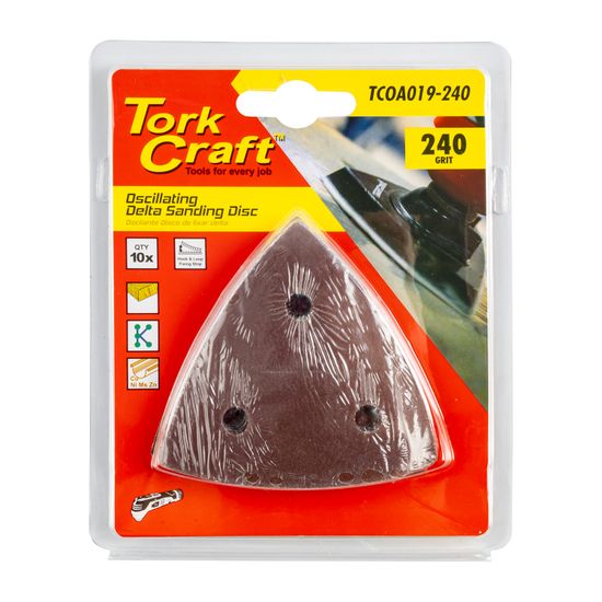 TORK CRAFT Oscillating Sandpaper A/o 80mm 10pc Delta Shape 240grit