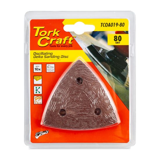 TORK CRAFT Oscillating Sandpaper A/o 80mm 10pc Delta Shape 80grit