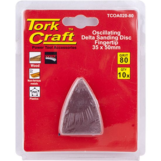 TORK CRAFT Oscillating Sandpaper A/o 35x50mm 10pc Fingertip 80grit