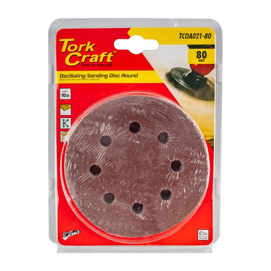 TORK CRAFT Oscillating Sandpaper A/o 115mm 10pc Round 80grit