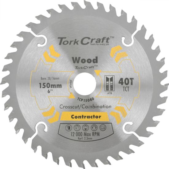 TORK CRAFT Blade Contractor 150 X 40t 20/16 Circular Saw Tct
