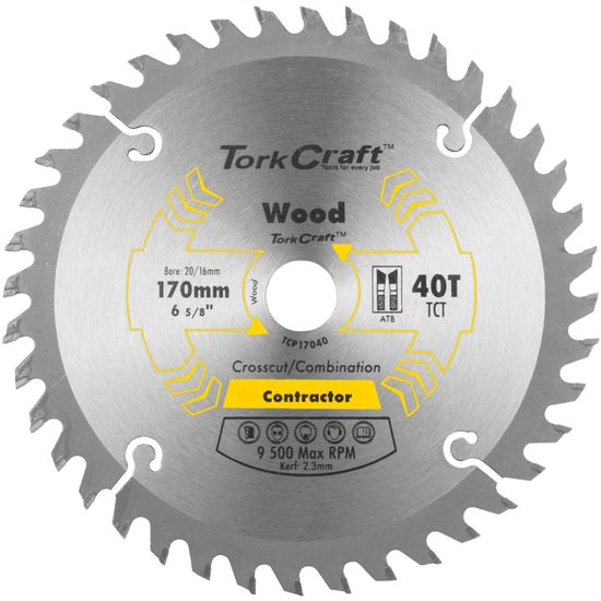 TORK CRAFT Blade Contractor 170 X 40t 20/16 Circular Saw Tct