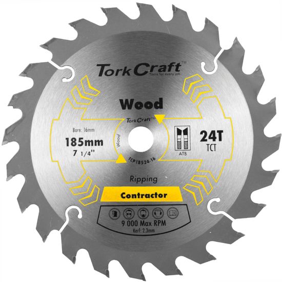 TORK CRAFT Blade Contractor 185 X 24t 16mm Circular Saw Tct