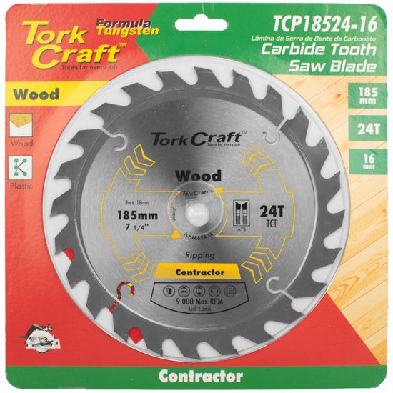 TORK CRAFT Blade Contractor 185 X 24t 16mm Circular Saw Tct