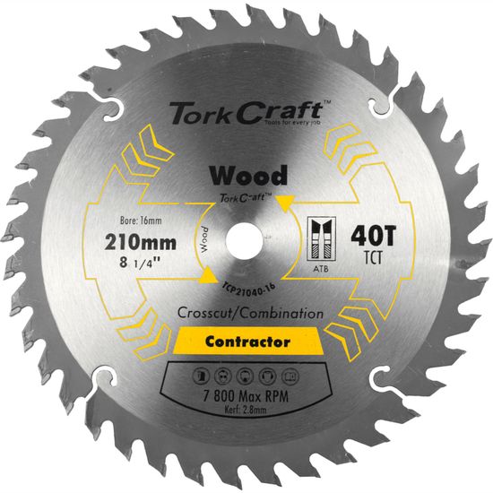 TORK CRAFT Blade Contractor 210 X 40t-16mm Circular Saw Tct