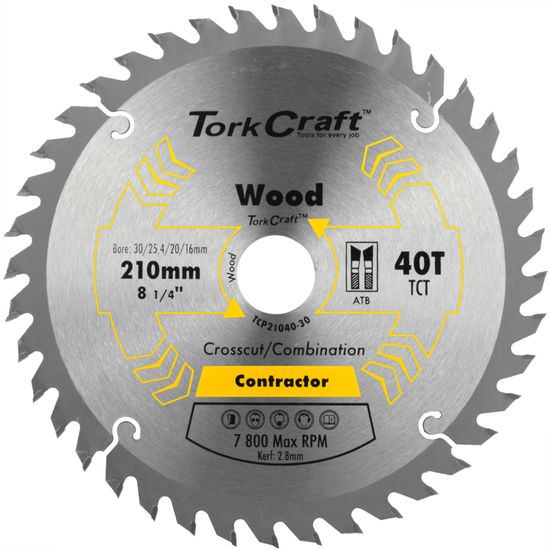 TORK CRAFT Blade Contractor 210 X 40t 30-1-20-16 Circular Saw Tct