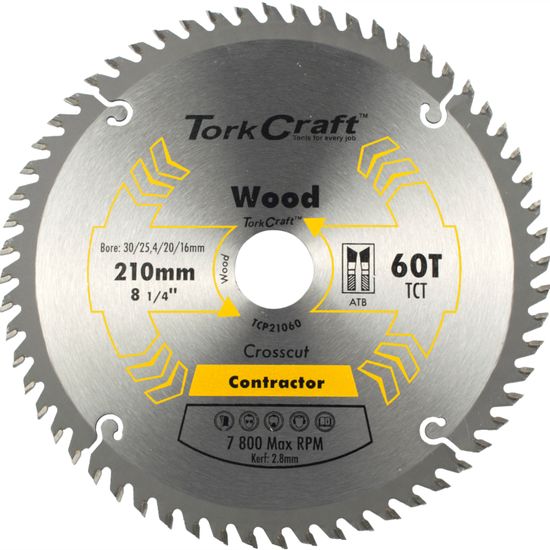 TORK CRAFT Blade Contractor 210 X 60t 30-1-20-16 Circular Saw Tct