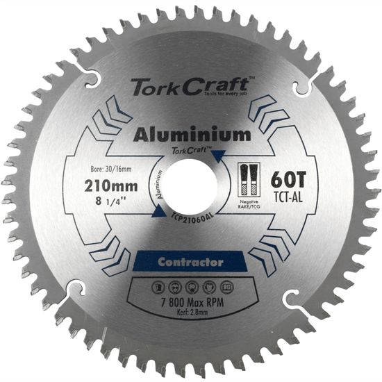 TORK CRAFT Blade Contactor Alum 210 X 60t 30/16 Circular Saw Tct