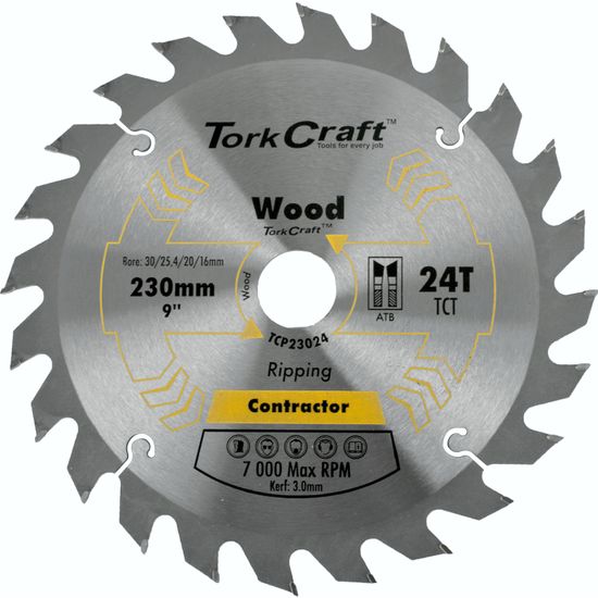 TORK CRAFT Blade Contractor 230x24t 30/1/2 Circular Saw Tct