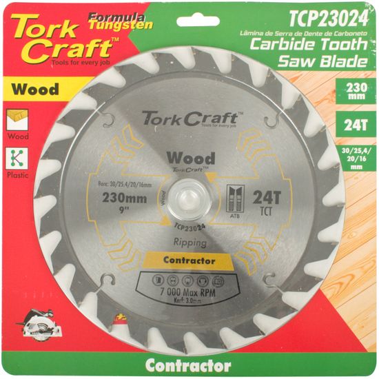 TORK CRAFT Blade Contractor 230x24t 30/1/2 Circular Saw Tct
