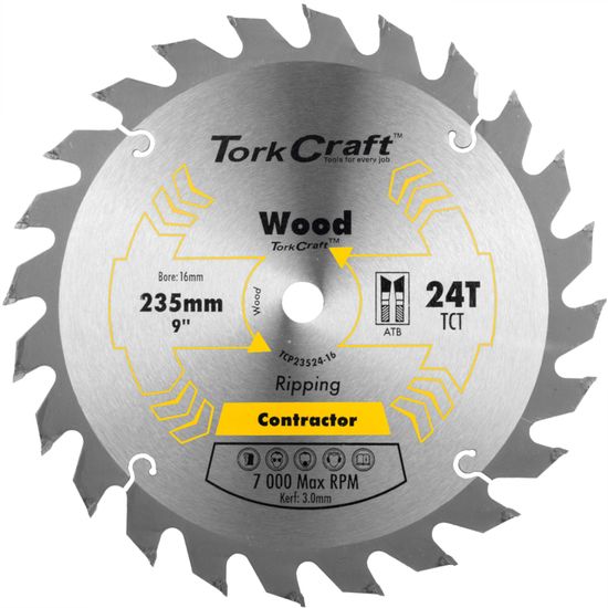 TORK CRAFT Blade Contractor 235 X 24t 16mm Circular Saw Tct