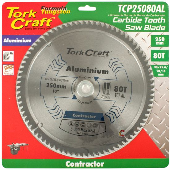 TORK CRAFT Blade Contractor Alum 250 X 80t Tcg Neg 30mm Circular Saw Tct