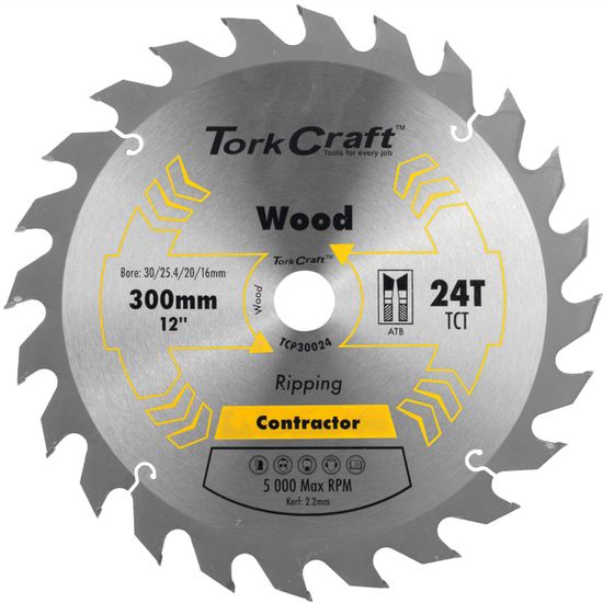 TORK CRAFT Blade Contractor 300 X 24t 30/1/20/16 Circular Saw Tct