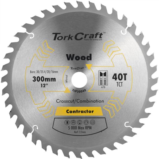 TORK CRAFT Blade Contractor 300 X 40t 30/1/20/16 Circular Saw Tct