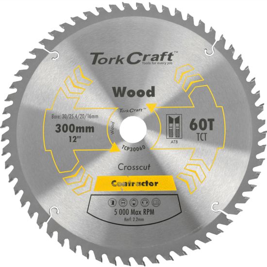 TORK CRAFT Blade Contractor 300 X 60t 30/1/20/16 Circular Saw Tct