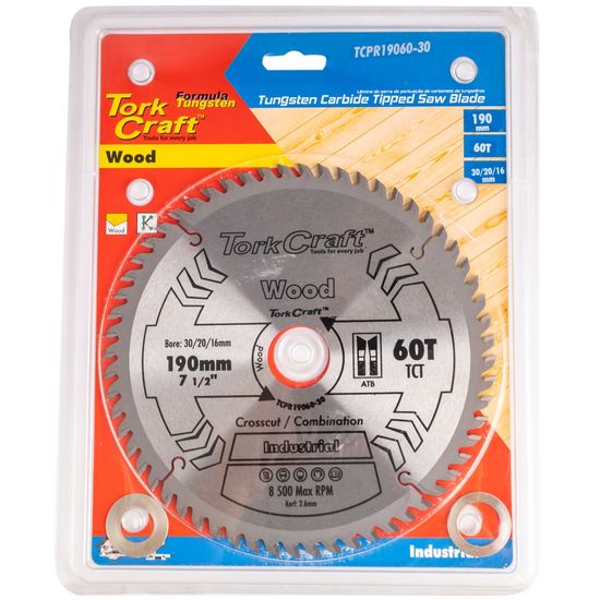 TORK CRAFT Blade Tct 190 X 60t 30/20/16 Atb Positive Profesional Industrial