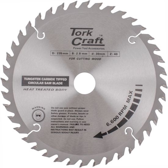 TORK CRAFT Blade Tct 235 X 40t 30/25/16 Atb Positive Profesional Industrial