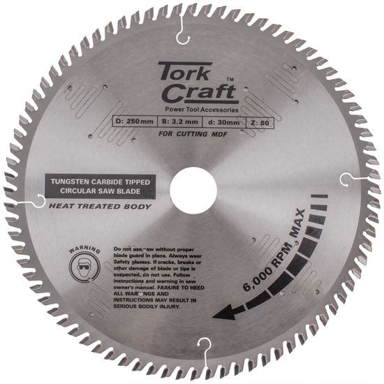 TORK CRAFT Blade Tct 250 X 80t 30mm Alum Tcg Negative Profesional Industrial