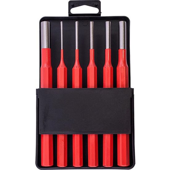 TORK CRAFT  TORK CRAFT Pin Punch Set 6pc - 2.5, 3.5, 4. 5, 6, 8, 10mm Red