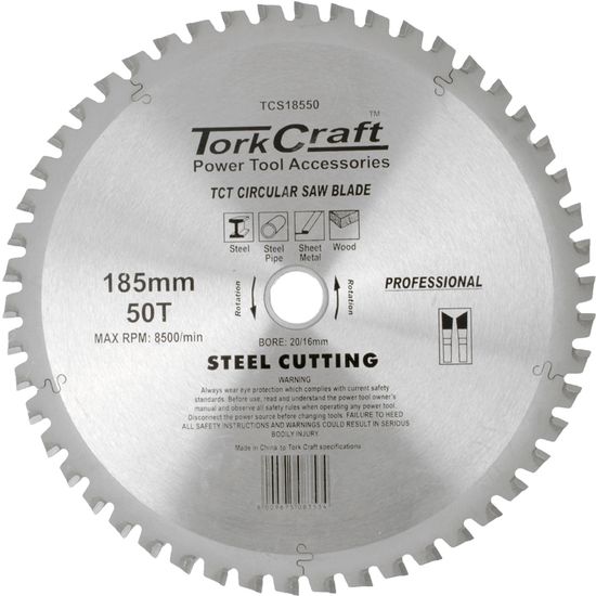 TORK CRAFT Tct Blade Steel Cutting 185x50t 20/16