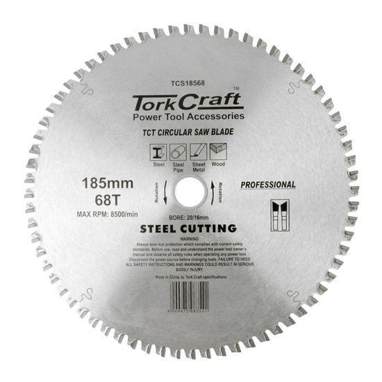 TORK CRAFT Tct Blade Steel Cutting 185x68t 20/16