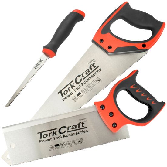 TORK CRAFT Saw Set 3pc Hand/back/job Saw Blister Pack