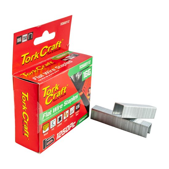 TORK CRAFT Flat Wire Staple 16g X10.6mm X 10mm T50 1250pc C/steel For Tcsg0210