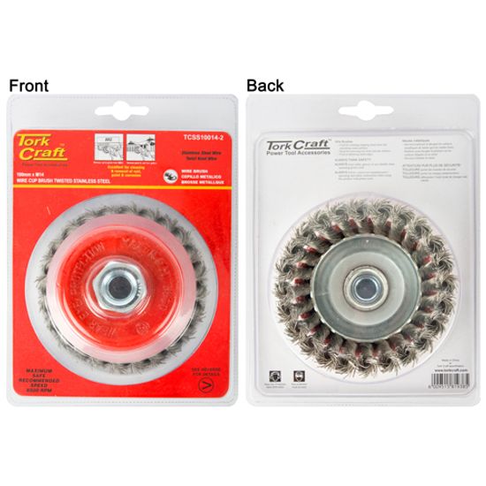 TORK CRAFT Wire Cup Brush 100 X M14 Knotted Stainless Steel Tcw