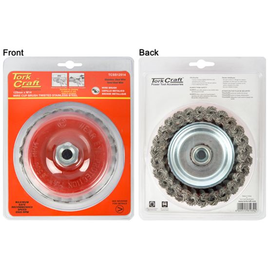 TORK CRAFT Wire Cup Brush 125 X M14 Knotted Stainless Steel Tcw