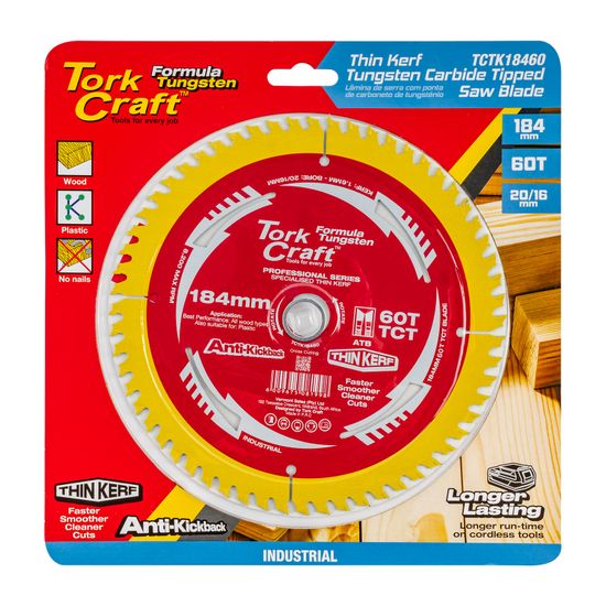 TORK CRAFT Saw Blade Thin Kerf 184 X 60t 20/16 Tct