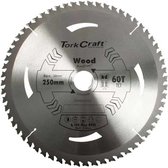 TORK CRAFT Saw Blade Thin Kerf 250 X 60t 30-16 Tct