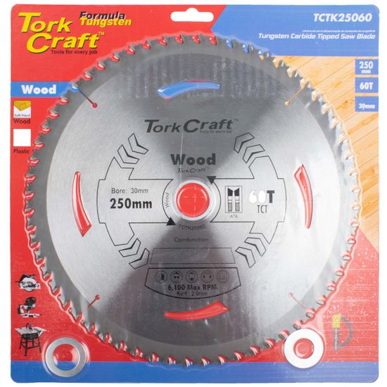 TORK CRAFT Saw Blade Thin Kerf 250 X 60t 30-16 Tct