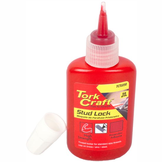 TORK CRAFT Stud Lock High Strength For Std Sized Threads - Red - 50g