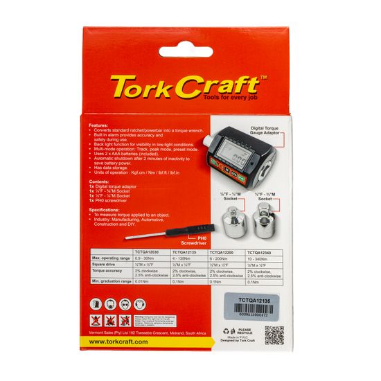 TORK CRAFT Digital Torque Gauge Anc-135nm 1/2'