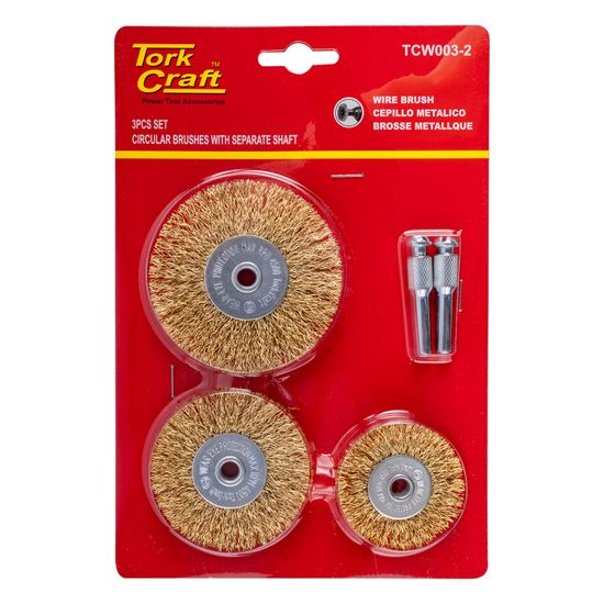 TORK CRAFT Wire Brush Set 3pce With Separate Shaft