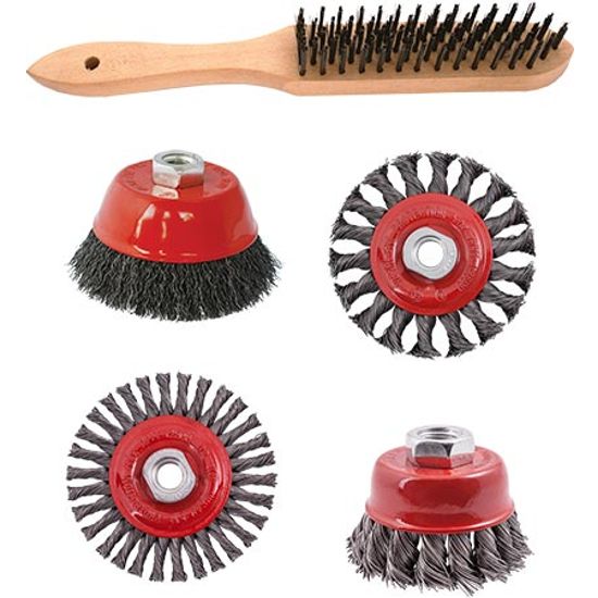 TORK CRAFT Wire Brush Angle Grinder Kit M14 Crimped & Knotted Set 5pce Hand Brush