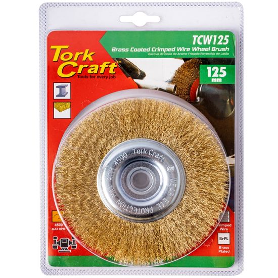 TORK CRAFT Wire Wheel Brush 125mm X 14mm X 16mm Arbor With 1/2' Bush