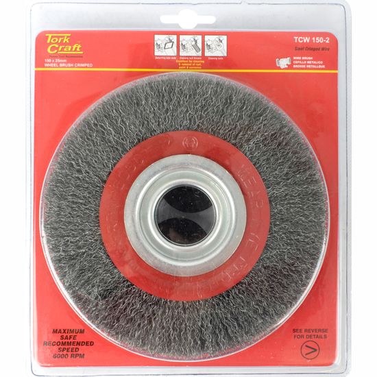 TORK CRAFT Wire Wheel Brush 150 X 25mm 0.30mm Wire Bench Grinder Blister