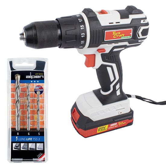 TORK CRAFT Imp Driver Tc20030 With Masonry Drill Set Alp Tss3
