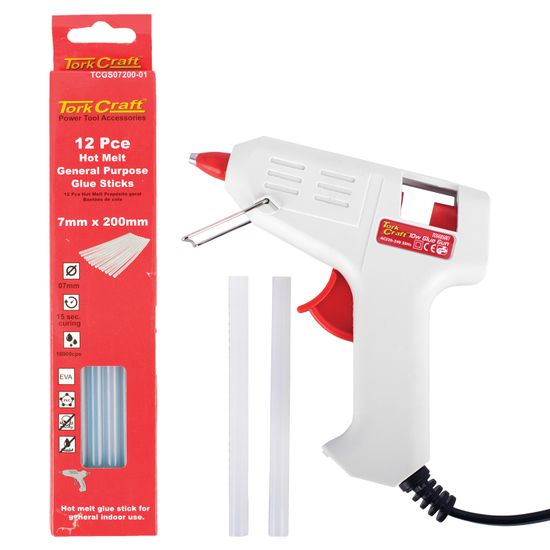 TORK CRAFT Tcgg05001 Glue Gun With Tcgs07200-01 Glue Sticks 12pce