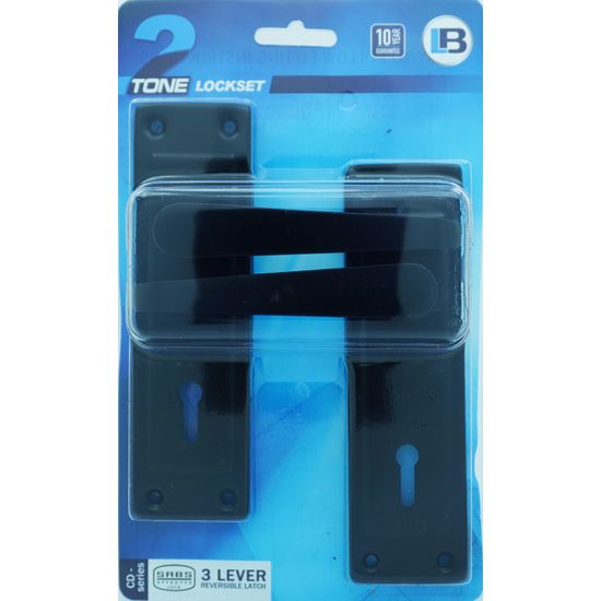 L&b Lockset Decorative 2tone 3 Lever Black Straight 6 Inch