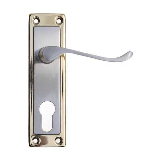 L&b Handle Decorative 2tone Cylinder Brass Plated / Satin Nickel Scroll 6 Inch